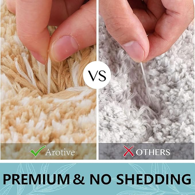 Arotive Microfiber Bathroom Rugs, Shaggy Soft and Absorbent Bath Rug, Non-Slip, Thick Plush Machine Washable Dry Bath Mats for Bathroom, Tub and Shower, 40x24, Beige, Rectangular
