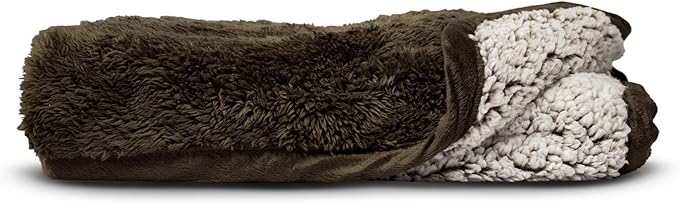 Pet Parents Pawtect Premium Waterproof Cat & Dog Blanket with WickQuick & Sherpup Technology, Puppy & Cat Blanket, Choc 32x40