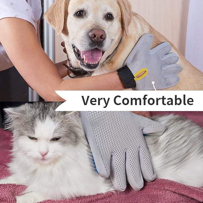 Marchul Upgrade Efficient Pet Hair Remover Gloves: Gentle Shedding Brushes for Dogs, Cats & Horses with Long and Short Hair, 1 Pair