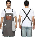 Kitchen Apron - 3 Large Pockets, Cross Back Apron With Adjustable Straps, Cooking Kitchen Chef Apron For Women And Men, Wear-Resistant & Easy To Clean.(Gray)