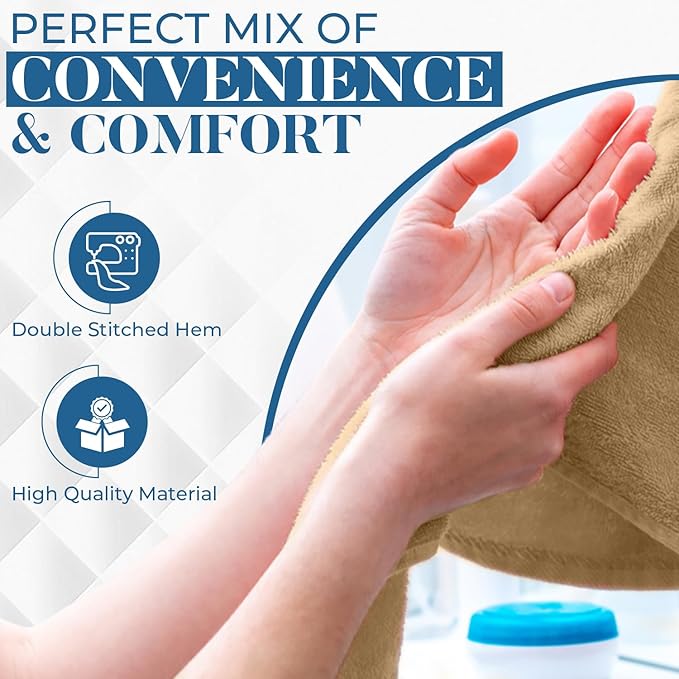 DAN RIVER 6-Pack Premium Hand Towels (16x28 Inches) - 100% Cotton, Ultra Soft, Lightweight, Highly Absorbent Towels for Bathroom, Spa, Gym, Salon, Hotel, and Travel - 550 GSM – Tan