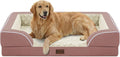 Casa Paw Orthopedic Dog Beds for Extra Large Sized Dogs, Waterproof Memory Foam XL Pet Bed with Sides 42x30Inch, Non-Slip and Egg-Crate Foam Big Dog Couch Bed with Removable Washable Cover, Pink