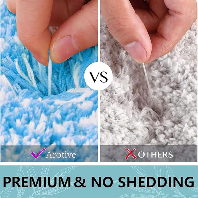 Arotive Microfiber Bathroom Rugs, Shaggy Soft and Absorbent Bath Rug, Non-Slip, Thick Plush Machine Washable Dry Bath Mats for Bathroom, Tub and Shower, 47x24, Light Royal Blue, Rectangular