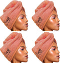 Felicia Leatherwood Microfiber Hair Towel Wrap - Quick Drying, Anti Frizz & Gentle on Hair - Easy to Use, Saves Time, Lightweight & Compact - for Curly, Long & Thick Hair - Watermelon - 4 Pack