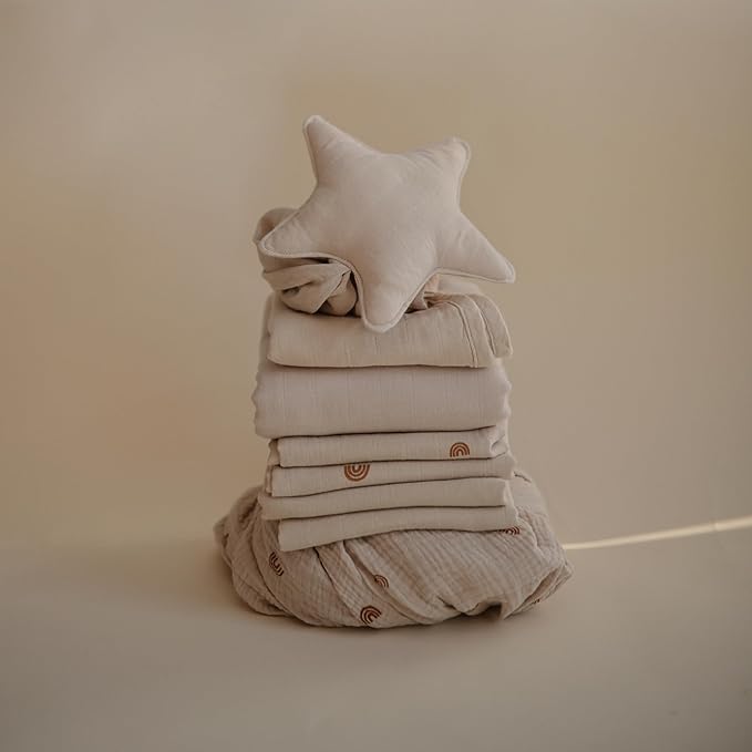 mushie Muslin Baby Cloths | 100% Organic Cotton | 23.5" x 23.5" (Fog) 3-Pack