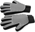 NVNAN Pet Hair Removal Glove for Dogs & Cats, 2-Pack 2-in-1 Deshedding Brush & Massage Mitt - Grooming Gloves for Shedding Control, Bathing and Washing, Safe for Short/Long Hair Pets (Gray))