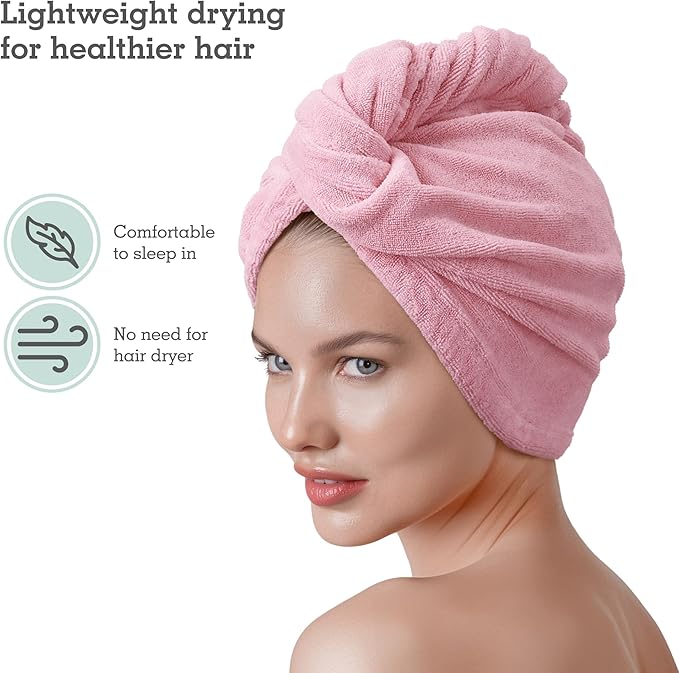 Brook + Bay Microfiber Hair Towel Wrap - Quick-Dry Absorption & Microfiber Towel - Anti-Frizz Styling & Hair Plop Technique