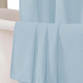 OVZME Extra Long Shower Curtain Set - 84 Inch Long Waffle Weave Heavy Duty Cloth Shower Curtain for Bathroom, Luxury Weighted 230GSM Bath Curtain Set with 12 Plastic Hooks, 72Wx84L, Glacier Blue