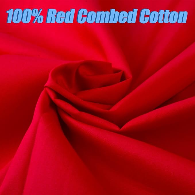 2 Yard Red Cotton Fabric,Natural Cotton Poplin Fabric by The Yard, 59 Inches Wide 100% Cotton Fabric,Soft Embroidery Muslin Quilting Material for Sewing Material Apparel Cloth