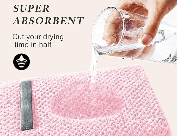 Wuwahold Microfiber Hair Towels, Waffle Hair Towel Set, Super Soft Highly Absorbent, Sturdy Quick Drying Turbans for Long, Thick, Curly Hair (5 Pack, 40" x 20")