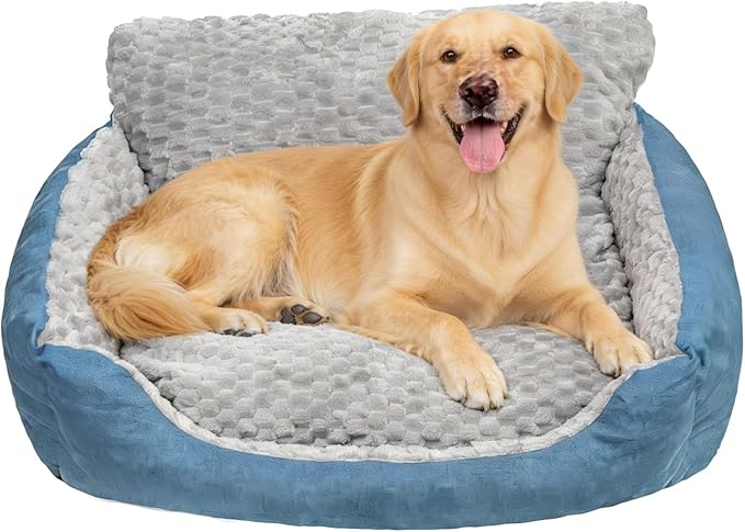 Big Dog Bed for Large Sized Dogs with Soft Plush Cushion, Machine Washable High Backrest Bed, XL Orthopedic Pet Sofa with Non-Slip Bottom,Year-Round Comfort for Dogs Up to 99 lbs