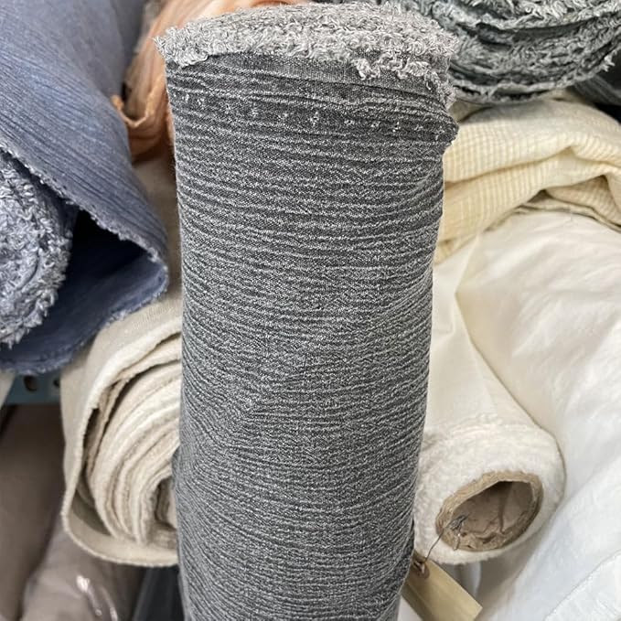 Linen Rayon Blend Fabric by The Linen Lab – Lightweight, Soft, Pre-Washed Material for Sewing, Clothing, Crafts & DIY (3 Yard pre Cut, Grey - Pigment Dyed)