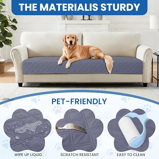 CYCMACO Waterproof Dog Bed Cover Pet Blanket, Soft Couch Cover for Dogs Washable, Non-Slip Dog Blanket Protect Furniture Couch Sofa Car for Puppy Large Dogs Cat (52x82 Inch, Grey Blue)