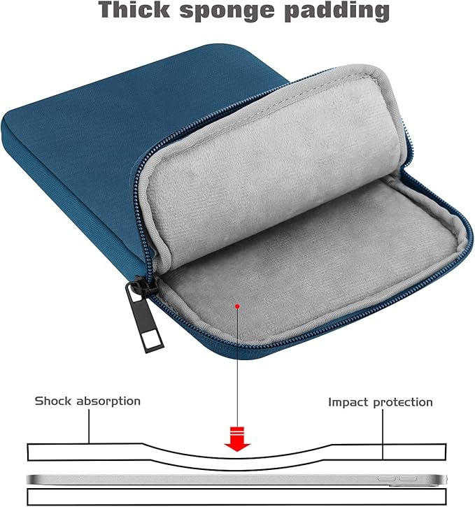 MoKo 13 Inch Tablet Sleeve Fits 13inch iPad Air M3 2025, iPad Pro M4/Air M2 2024, iPad Pro 12.9, Galaxy Tab S8+/S9+ 12.4, Polyester Bag Fit with Apple Pencil or Smart Keyboard, Peacock Blue