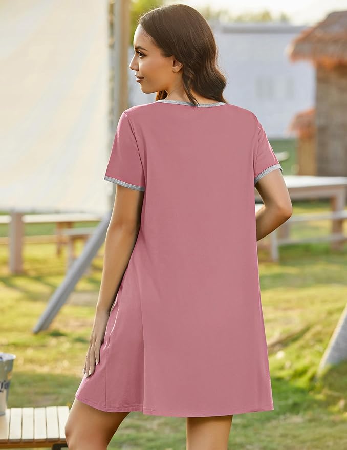 Ekouaer Zip Up Robes for Women Short Sleeves Zipper House Coat Short Bathrobes Lightweight Nightgown with Pockets S-3XL