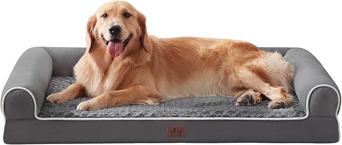Warmrest Large Dog Beds Large Sized Dogs, Orthopedic XXL XL Dog Bed for Medium Size Dogs, Big Waterproof Couch Sofa with Removable Washable Cover for Pet, Dark Grey, 48"*35"*8"