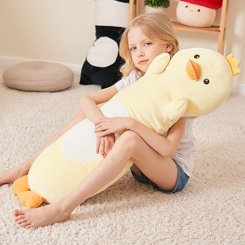 36” Long Duck Plush Body Pillow, Kawaii Cute Yellow Ducks Stuffed Animals, Hugging Squishy Pillow Soft Plushies Toy, Gifts for Kids Girls and Boys, Birthday, Halloween, Christmas
