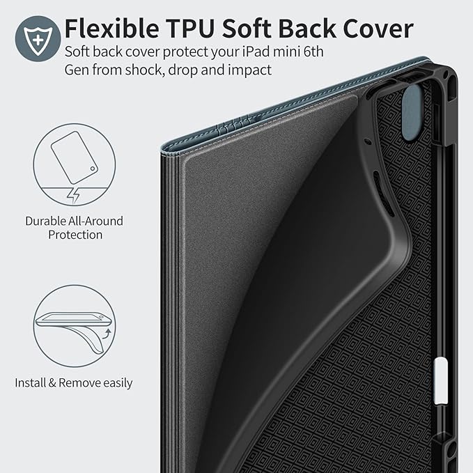 H HOLIMET Case for iPad Air 11 inch M3/M2 (2025/2024)/iPad Air 5th Generation 2022/iPad Air 4th Generation 2020 10.9" with Pencil Holder Soft Back Shockproof Protective Cover Vegan Leather