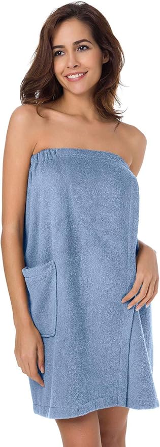 SIORO Women Bath Towel Wrap Robe, Soft Cotton Terry Spa Cloth, Plush Adjustable Closure for Shower, Travel, Pool, Gym