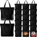 Silkfly 20 Pcs Extra Large Canvas Tote Bags Bulk 19.7x15.8'' Blank Cotton Canvas Bag with Zipper Handles Reusable Plain Grocery Makeup Handbag for DIY (Black)