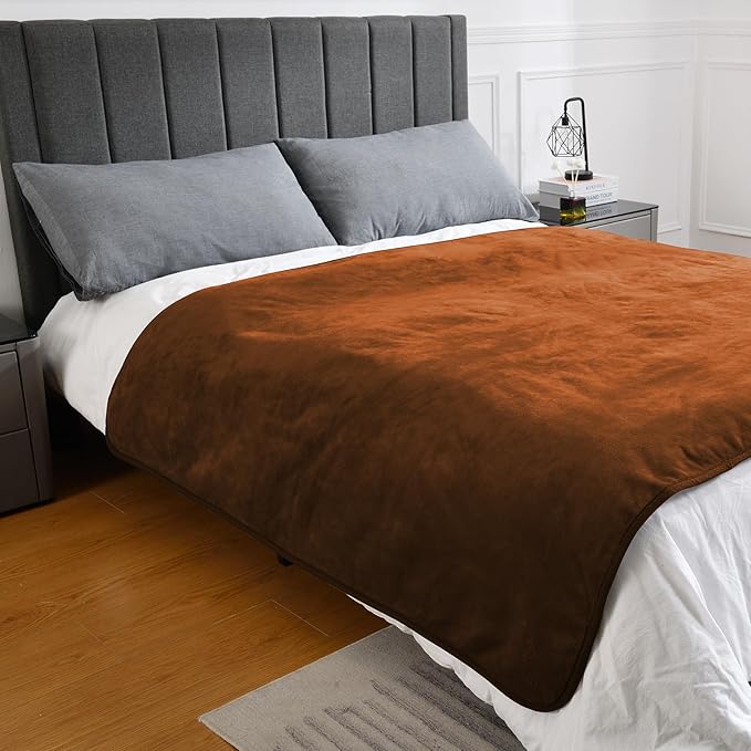 Yaning Waterproof Blanket for Bed Couch Sofa, Soft Liquid Pee Proof Pet Blanket for Dog Puppy Cat, Reversible Sherpa Fleece Furniture Protector (Caramel, 60x80 inches)