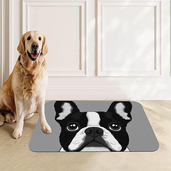 French Bulldog Food Mat for Floors Waterproof,Quick Dry Anti-Slip Dog Bowl Mats for Food and Water,Pet Feeding Mats,Pet Placemat for Messy Drinkers to Protect Floors,Pets Supplies 23.62×15.75in