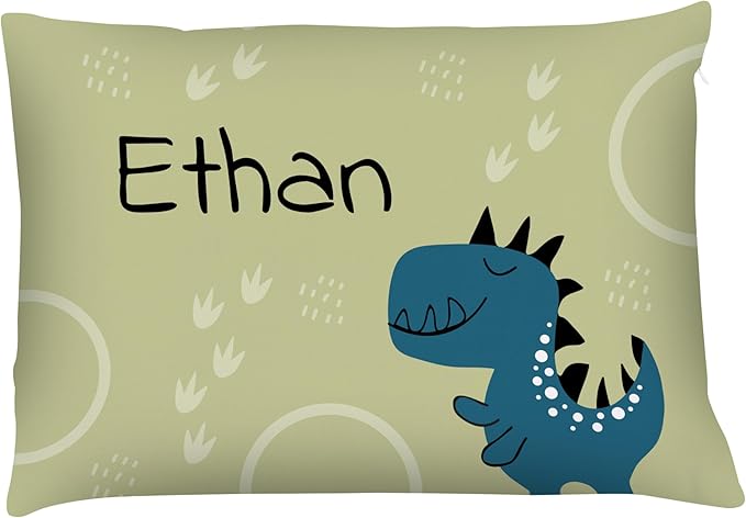 Prints Next Day – Kids Custom Dinosaur Throw Pillow - 14" x 20" - Double-Sided Printing - Includes Insert - Kids Personalized Bedroom Accent Pillow with Name - Nursery Decor - Printed in USA