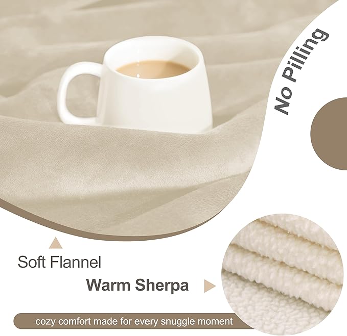 gogobunny Waterproof Bed Blanket, Reversible Sherpa Fleece Throw Blanket for Dog Puppy Cat, Furniture Cover Protects Bed Couch Sofa from Liquid Pee and Pet Fur (Cream, 30x30 inches)