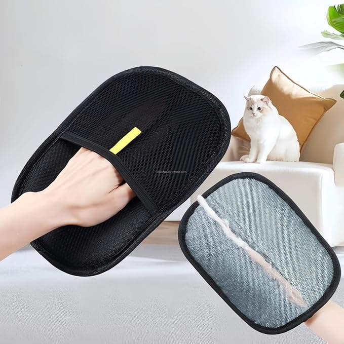 Janrie LLC Pet Hair Removal Glove, Reusable Electrostatic Hair Remover for Cat & Dog, Grooming Pet Hair Remover Tool for Clothing, Furniture, Bed Sheet, Couch, Carpet, Car Seat