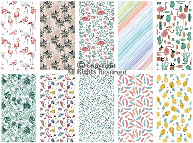 Craftido -25 Options- 100% Cotton Quilting Fabric Bundles 10pcs Fat Quarters 18”x21”-Medium Weight 5.2 oz- Soft Cotton for Quilting, Sewing Project, Patchwork, DIY Crafts – Tropical Flamingo