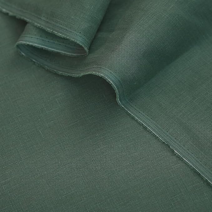 Japan Nature 100% Linen Fabric for Clothing, Home Decor, Pillow, Sofa, 55" Width, Craft by The Yard (Army Green, 5 Yard)