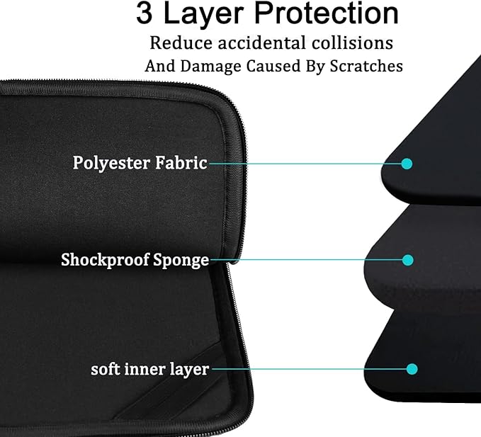 Laptop Case Sleeve 17 inch, Shockproof Protective Computer Carrying Cover with Front Pocket, Durable Laptop Sleeve for 17-17.3 inch HP, Dell, Acer, Asus, Notebook, Black