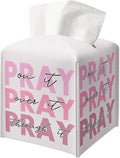 Pink Gifts Tissue Box Cover Square, Inspirational Gift Ideas for Friends, Pray Over It, Skeleton Desk Decor for Bathroom Office, Housewarming New Home Favor-(5.2 Inches)