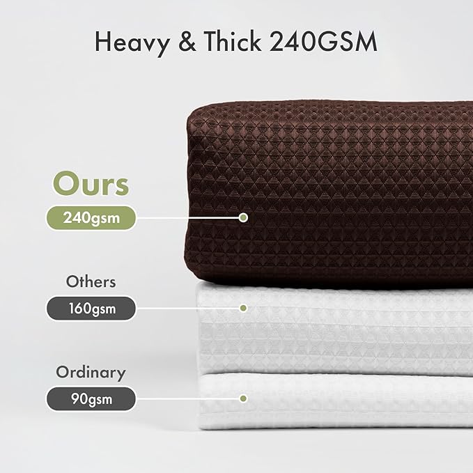 AmazerBath Brown Shower Curtain Waffle Textured, Fabric Shower Curtain Thick Heavy Duty 240GSM Hotel Quality Bathroom Shower Curtains, 72 x 72 Inches