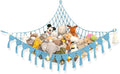 Abby Baby Extra Large Stuffed Animal Storage Hammock Corner with LED Lights – 25LB Capacity Hanging Toy Net for Small or Large Plushies, Boho Macrame Squishmallow, Plush Net, Blue