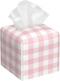 Pink and White Checkerboard Tissue Box Cover,Colorful Buffalo Check Plaid Waterproof Leather Square Tissue Box Cover Case Facial Paper Organizer Dispenser Box Holder for Home Office Bathroom Vanity