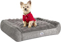 Welfibr Dog Bed 100% Washable Faux Fur Dog Beds Small Size Dog Orthopedic Dog Bed with Sides Elevated Dog Bed Comfort Small Dog Bed with Removable Cover Noiseless Supportive Dog Couch Grey 35"