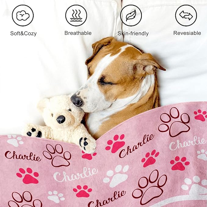 GlisterGlow Personalized Dog Blanket, Customized Pet Blankets with Name Picture, Throw Blanket for Small Medium Large Dog Puppy Cat