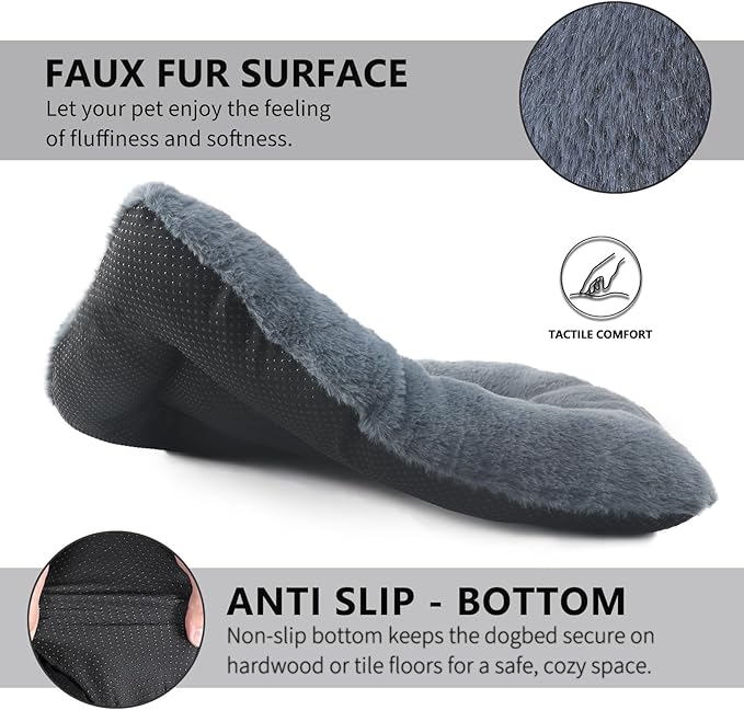 Dog Crate Bed 18 x 12 Washable Dog Beds for XX-Small Dogs Deluxe Thick Soft Fluffy Comfy Kennel Pad Anti-Slip & Anti-Scratch Pet Sleeping Mat for Cats and Extra Small Dogs Breeds,18 Inch,Dark Grey