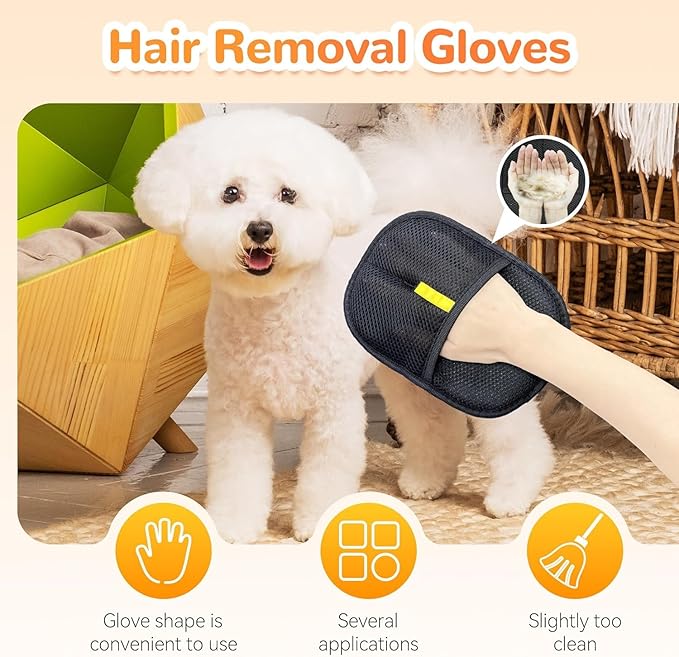 EveryNest Pet Grooming Gloves, for Dogs and Cats Hair Removal Reusable Cleaning Brush Electrostatic Fur Mitts for Furniture Bedding Sofa (2PCS)