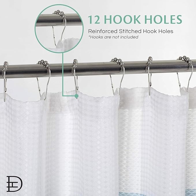 Dainty Home | Spa Green Ombre Waffle Weave Shower Curtain - 70" x 72" - Water Resistant Polyester Blend Fabric Shower Curtain - The Best Gradient Design Washable Waffle Shower Curtain