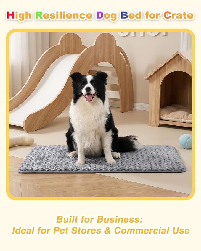 Small Dog Bed for Crate High Resilience Foam Crate Pad Mat for Medium Dogs Washable Anti-Slip,17" x 11",Dark Gray