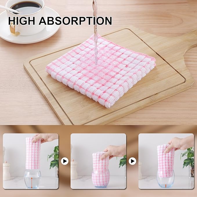 Kitinjoy Cotton 24 Pack Terry Kitchen Towels, 16 x 25 Inches Super Soft and Absorbent Dish Towels, Quick Drying Hand Towels for Kitchen Drying, Mix Color
