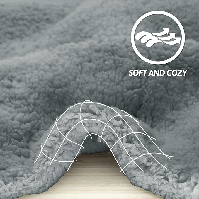 furrybaby Dog Blanket Soft Dog Blankets for Large Dogs Puppy Essentials Washable Sherpa Fleece Cat Blanket 40x47 Inches for Bed Furniture Couch Sofa (Large, Grey)
