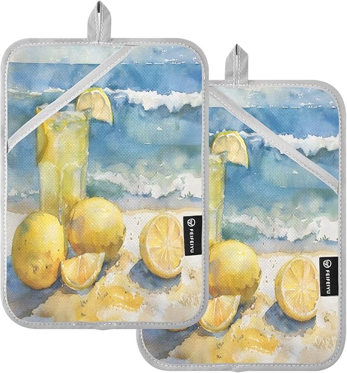 Pot Holders Set of 2 Lemons and Lemonade Hot Pads for Kitchen Heat Resistant Potholders Sets for Kitchen and Baking 7x9.8in