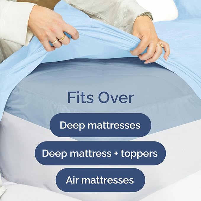 Extra Deep Pockets 400 Thread Count 100% Cotton 3 Piece Twin Size Bedding Sheet Set - Breathable & Cooling - Hotel Luxury Bed Sheets Set - Soft, Wrinkle Free And Comfy Light Blue Bedding Sheets Set
