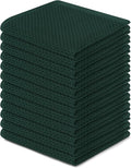 Kitinjoy 100% Cotton Kitchen Dish Cloths, 12 Pack Waffle Weave Ultra Soft Absorbent Dish Towels for Drying Dishes Quick Drying Kitchen Towels Dish Rags, 12 X 12 Inches, Blackish Green