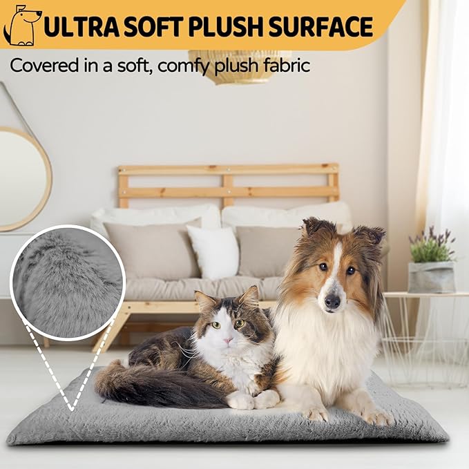 ZENGAOOU Dog Crate Pad Washable, Plush 24 x 18 Inch Anti-Slip Kennel Mat for Small Dogs, Puppies & Cats, Fits Wire or Metal Crates, Dark Grey