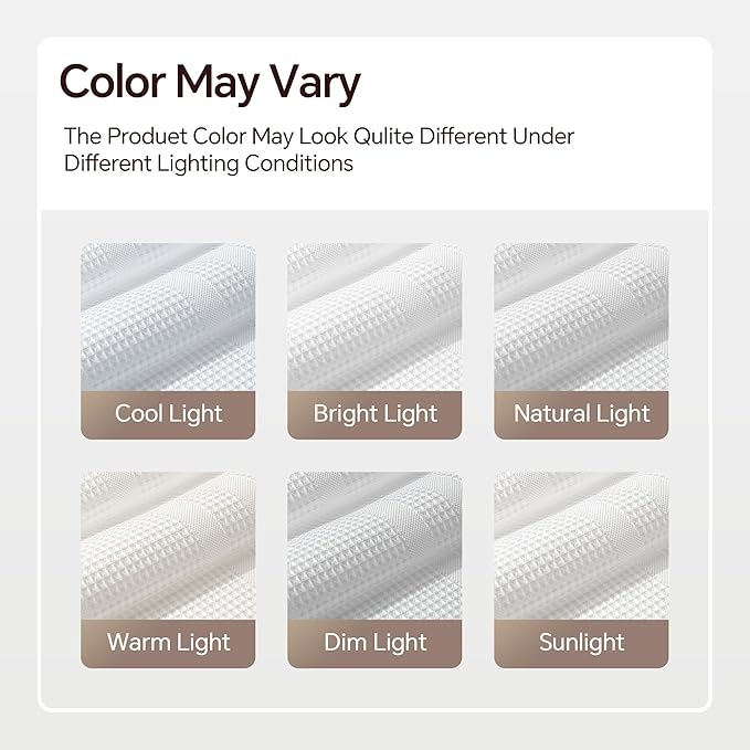 TURKIO White Waffle Shower Curtain, Waffle Weave Striped Shower Curtain Hotel Luxury White Fabric Shower Curtains for Bathroom