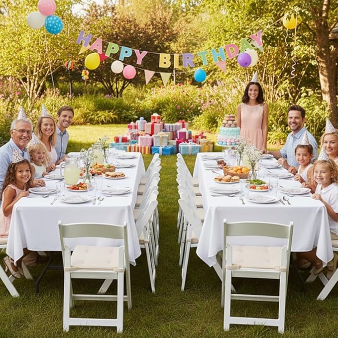 sancua White Table Cloths Rectangle, 8 Pack Tablecoths for 8 Foot Tables - Washable Polyester Fabric Table Cover for Wedding, Birthday Party, Banquet Reception, 60x120 Inch